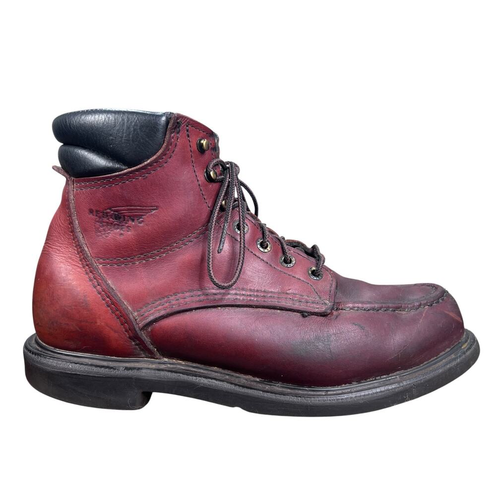 Vintage Red Wing 202 SuperSole Burgundy Leather Boots Size 9.5 D